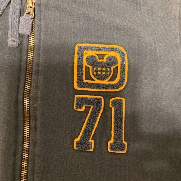 Vintage Disney Parks zip up Hoodie Navy and Yellow, Medium - Picture 2 of 7